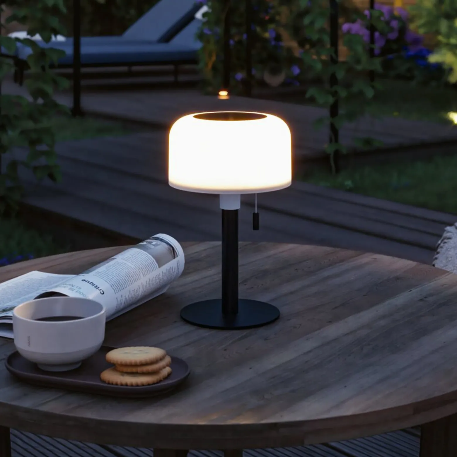 Paulmann LED-aurinkopöytälamppu Bartja, musta, IP44 himmennettävä