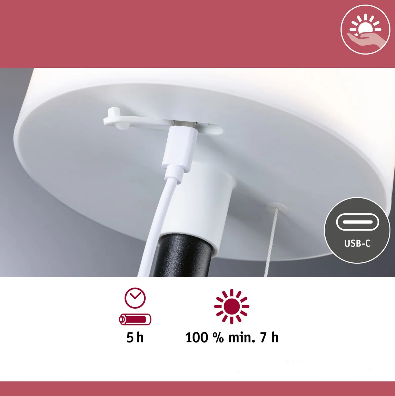 Paulmann LED-aurinkopöytälamppu Bartja, musta, IP44 himmennettävä