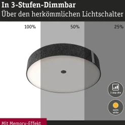 Paulmann LED-kattovalaisin Malika, antrasiitti, huopa, 3-portainen