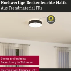 Paulmann LED-kattovalaisin Malika, antrasiitti, huopa, 3-portainen