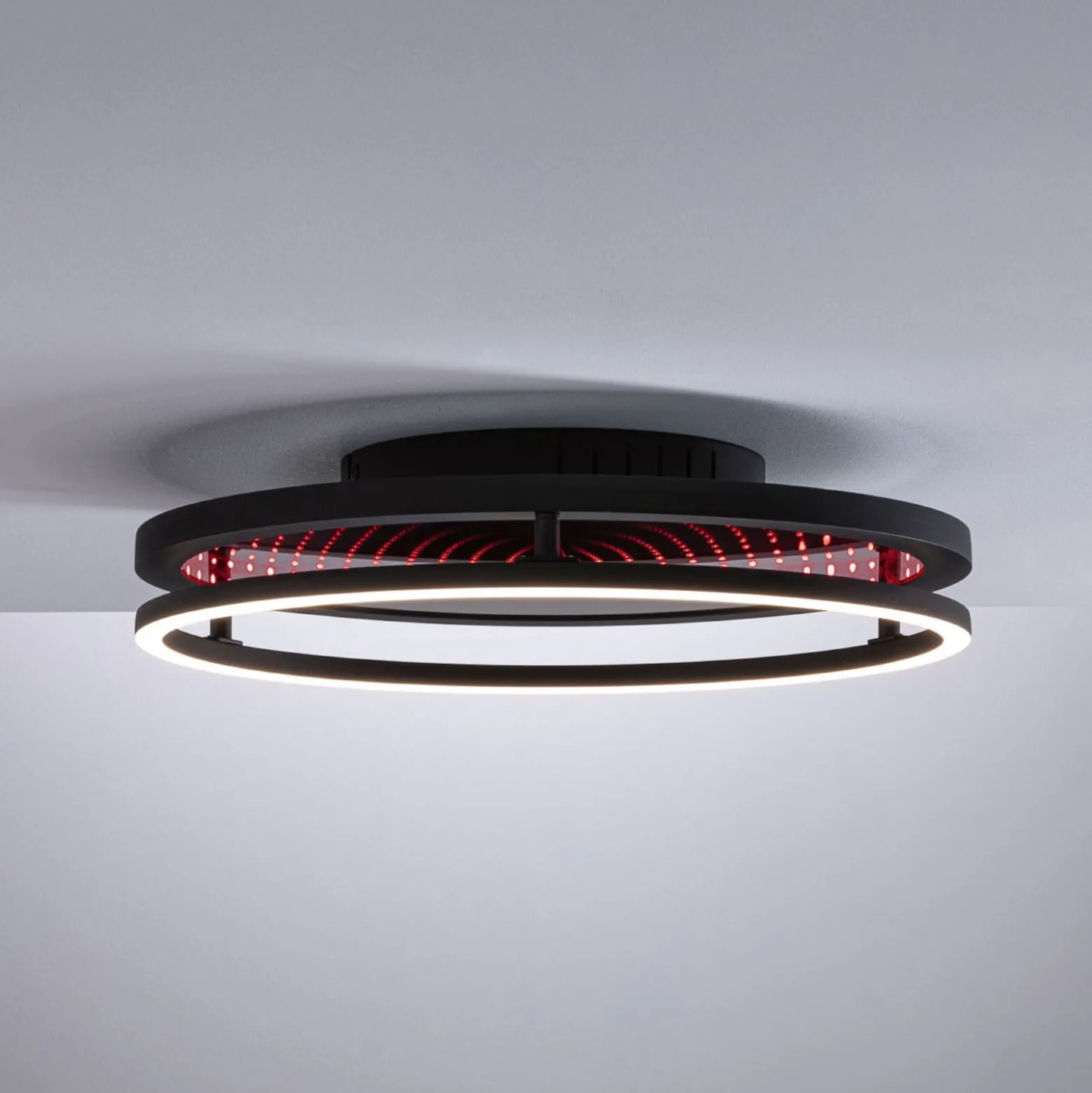 Paulmann LED-kattovalaisin Spaceglow One, musta, Ø39 cm, RGBW