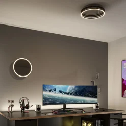 Paulmann LED-kattovalaisin Spaceglow One, musta, Ø39 cm, RGBW