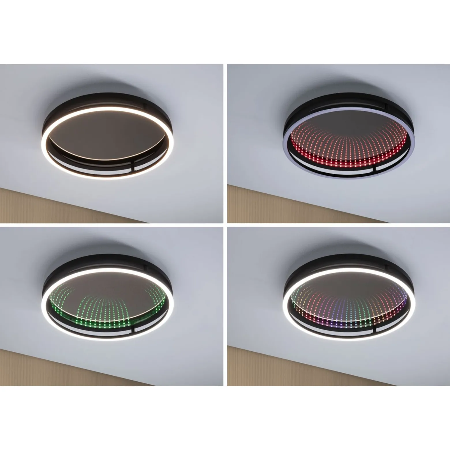 Paulmann LED-kattovalaisin Spaceglow One, musta, Ø39 cm, RGBW