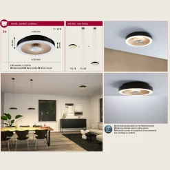 Paulmann LED-kattovalaisin Volea musta/kulta Ø 32 cm IP44 himmennettävä