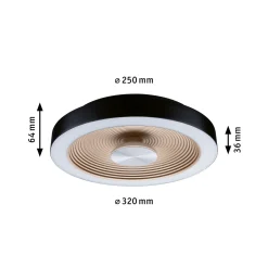 Paulmann LED-kattovalaisin Volea musta/kulta Ø 32 cm IP44 himmennettävä