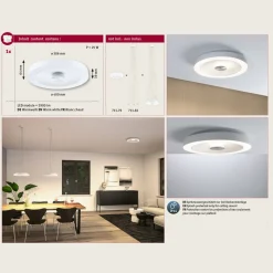 Paulmann LED-kattovalaisin Volea, valkoinen/hopea Ø 40 cm IP44 himmennettävä