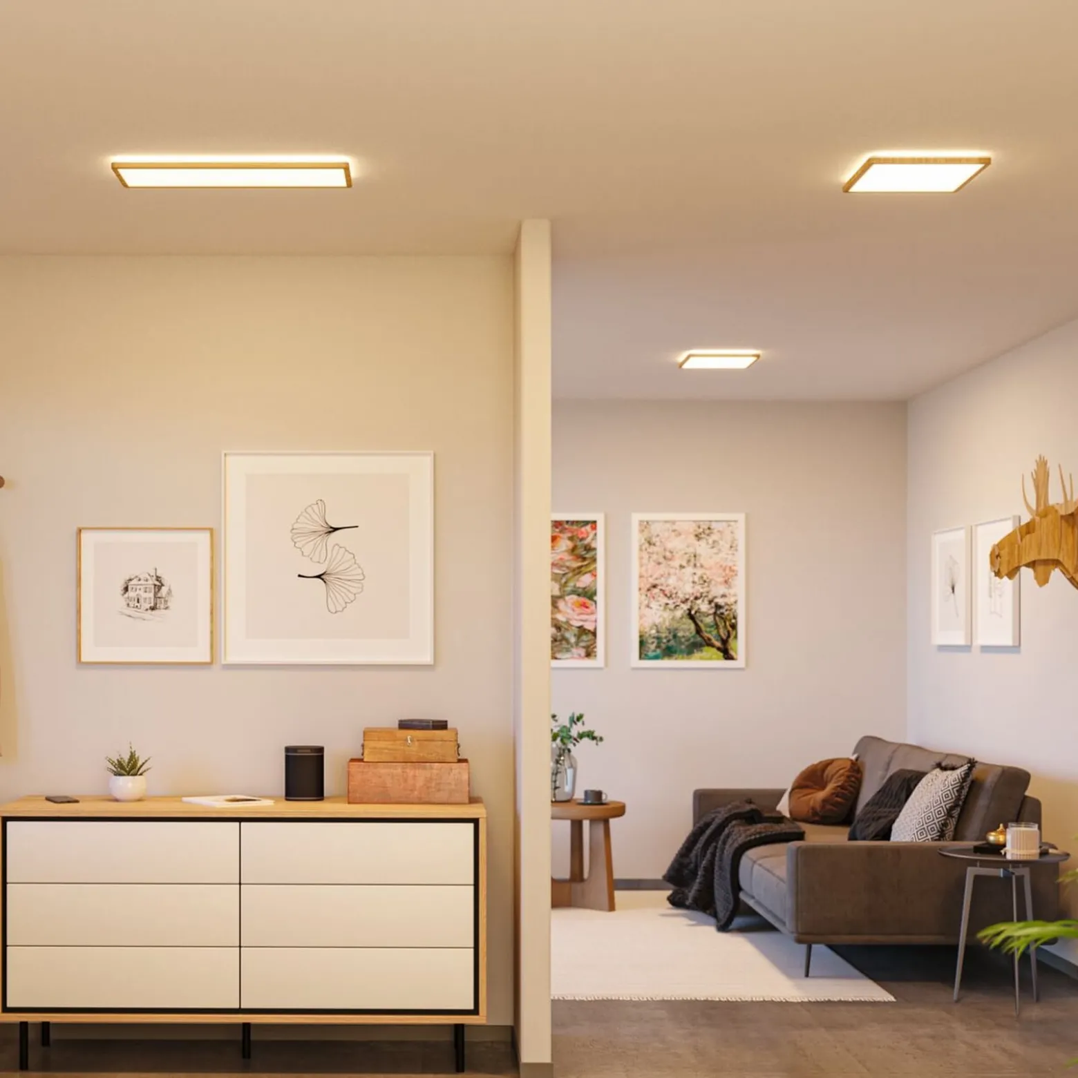 Paulmann LED-paneeli Atria Shine 29 cm, puu, IP44, 3000 K, päälle/pois