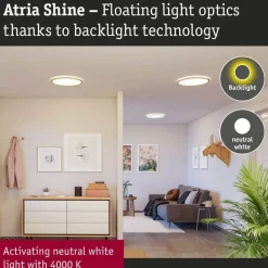Paulmann LED-paneeli Atria Shine, halkaisija 42 cm, puu, IP44, 4000 K,