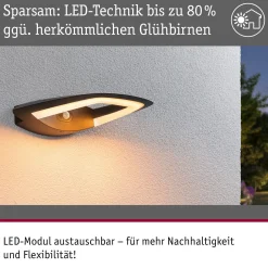 Paulmann LED-tunnistimella varustettu ulkoseinävalaisin Akena, 2200 K,