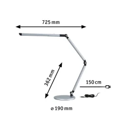 Paulmann LED-työpöytälamppu FlexBar, hopea, 36 cm, CCT