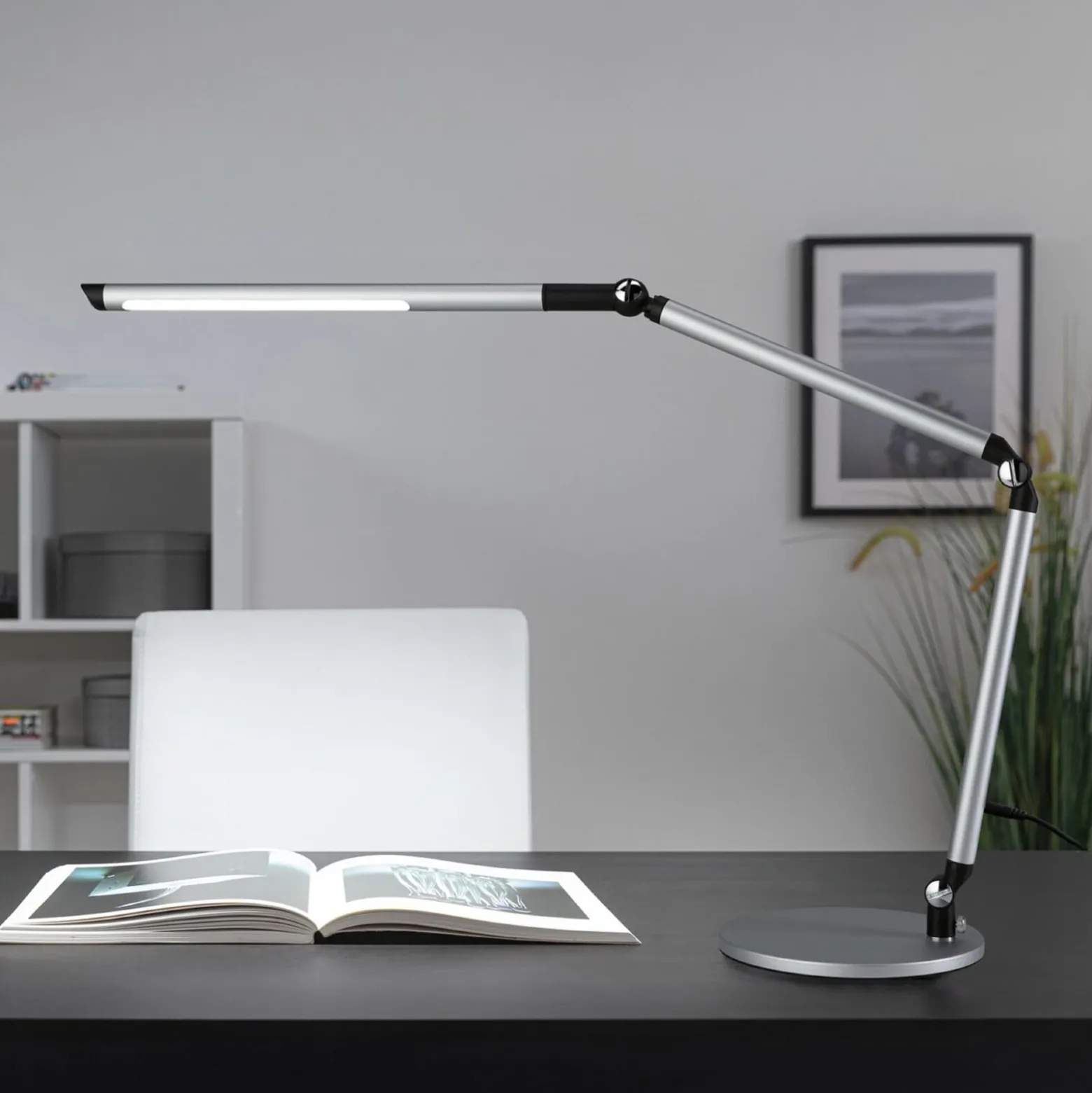 Paulmann LED-työpöytälamppu FlexBar, hopea, 36 cm, CCT