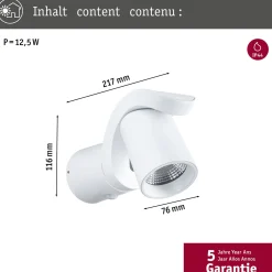 Paulmann LED-ulkoseinävalaisin Cuff, anturi, valkoinen