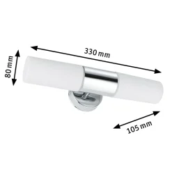 Paulmann Lenia -seinälamppu IP44 kromi/opaali, 2x