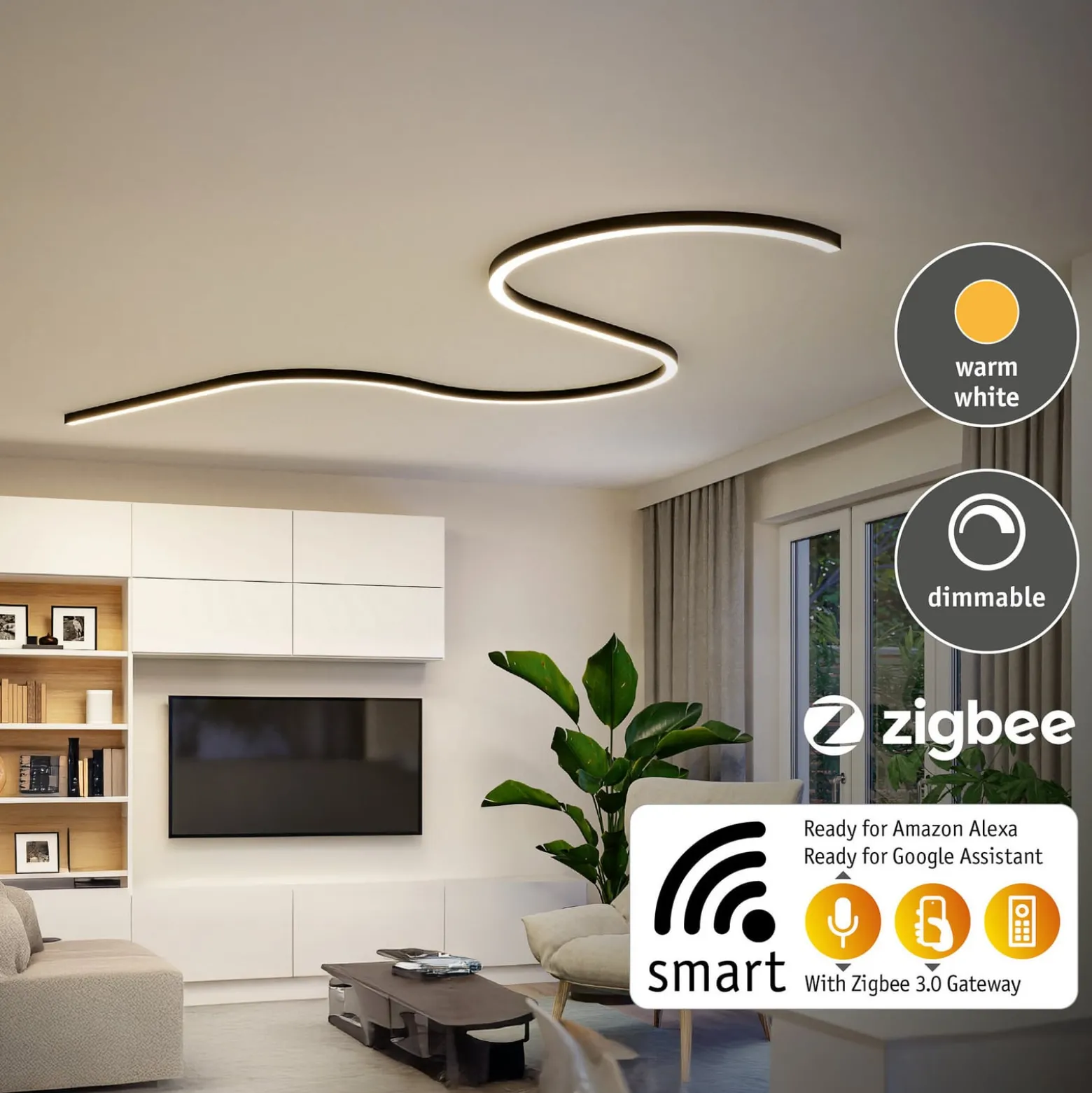 Paulmann Linion-valolista, musta 1 m Master ZigBee-muuntaja