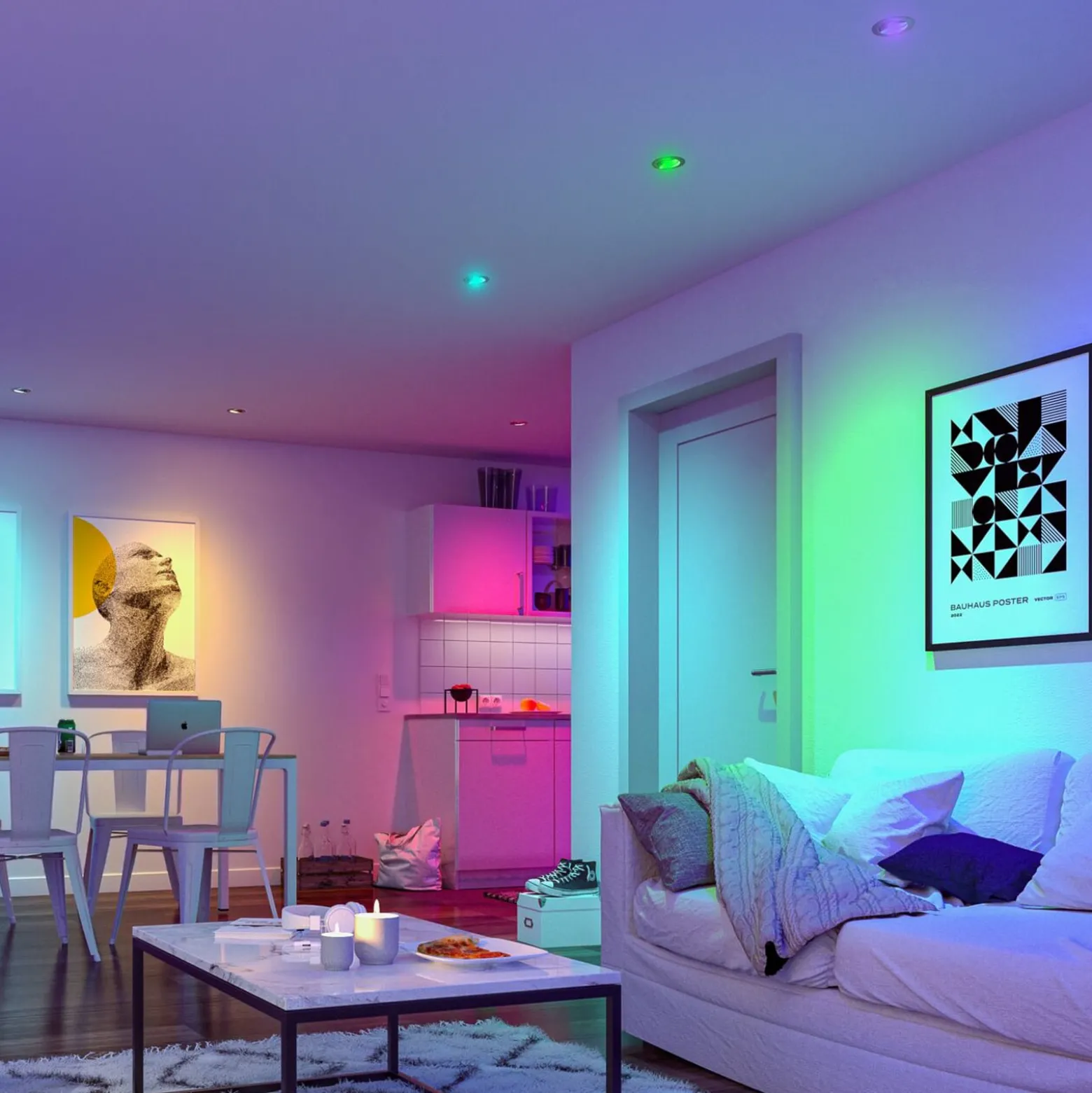 Paulmann Smart LED-uppovalaisin Base Coin rauta Ø9cm RGBW 3 kpl