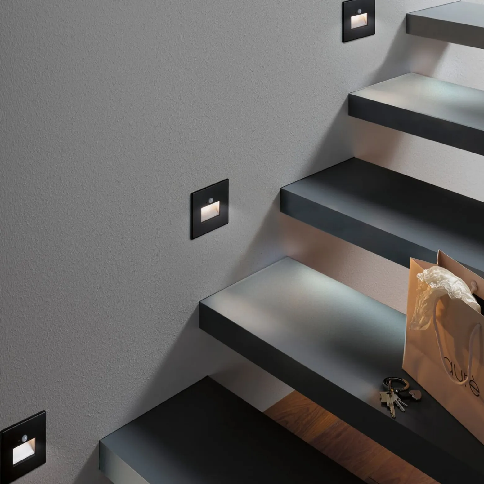 Paulmann upotettava LED-seinävalaisin Edge Quadro musta 8 cm