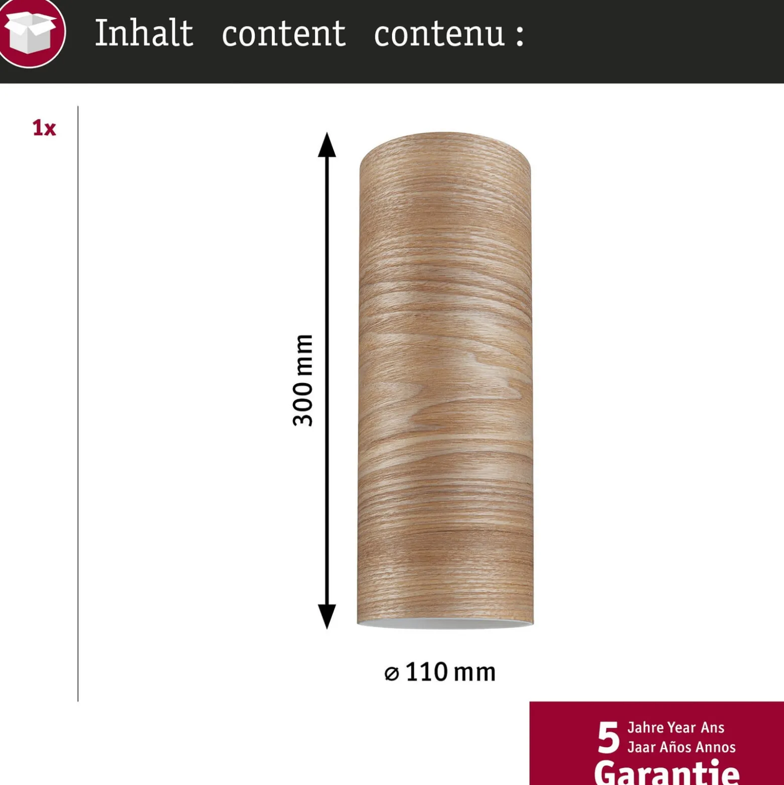 Paulmann URail-varjostin Vitus 2Easy, puu, Ø 11 cm