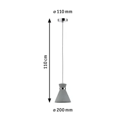 Paulmann Verve -riippuvalaisin, betoni, Ø 20 cm, IP44