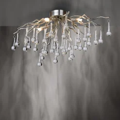 Paul Neuhaus kattovalaisin Icicle, lasinen riippuvalaisin, 4-valo, hopea
