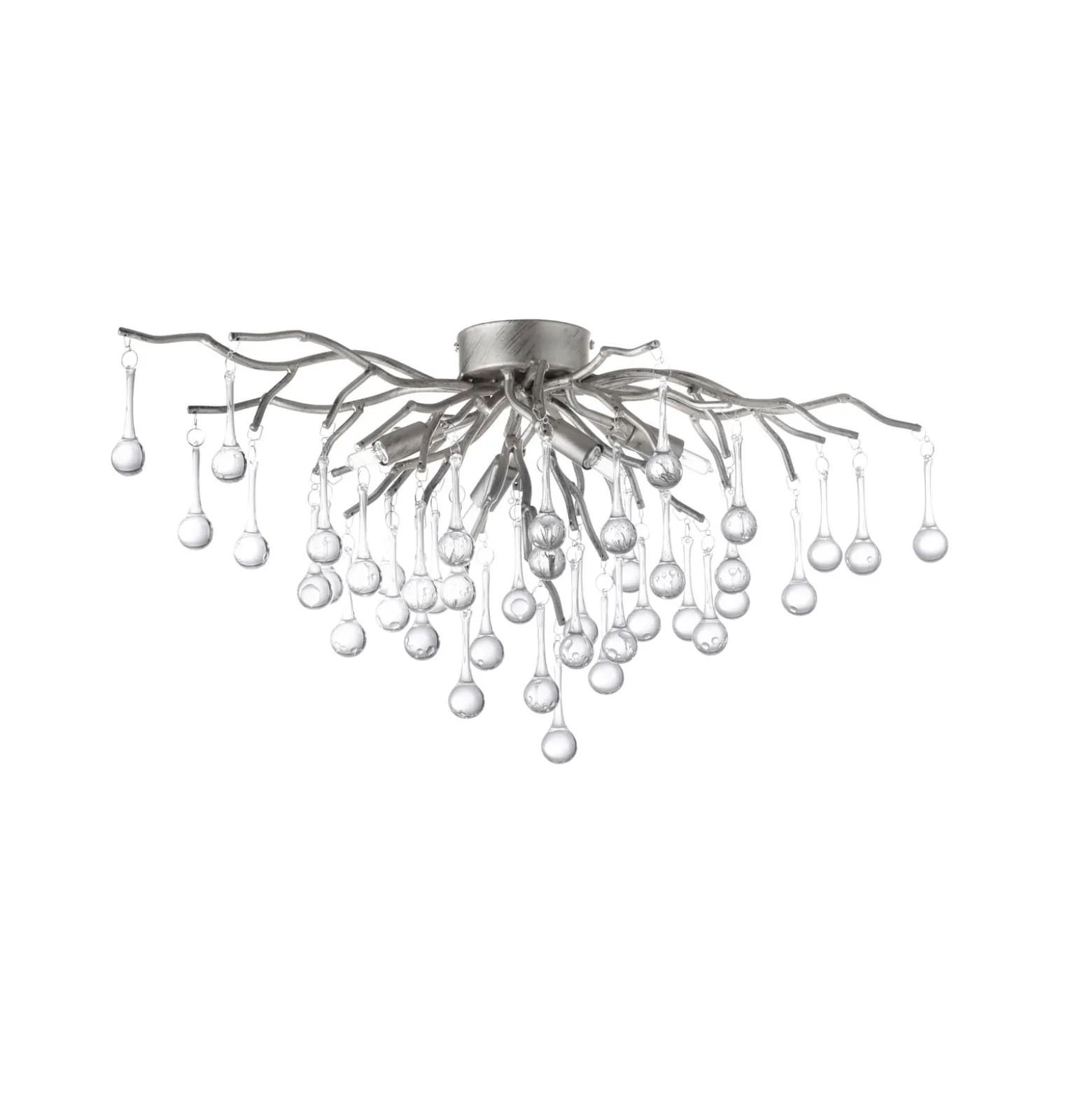 Paul Neuhaus kattovalaisin Icicle, lasinen riippuvalaisin, 4-valo, hopea