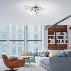Paul Neuhaus kattovalaisin Icicle, lasinen riippuvalaisin, 4-valo, hopea