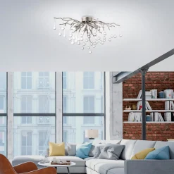 Paul Neuhaus kattovalaisin Icicle, lasinen riippuvalaisin, 4-valo, hopea