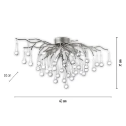 Paul Neuhaus kattovalaisin Icicle, lasinen riippuvalaisin, 4-valo, hopea