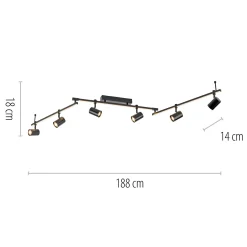 Paul Neuhaus LED-kattovalaisin Barik, 188 cm, säädettävä
