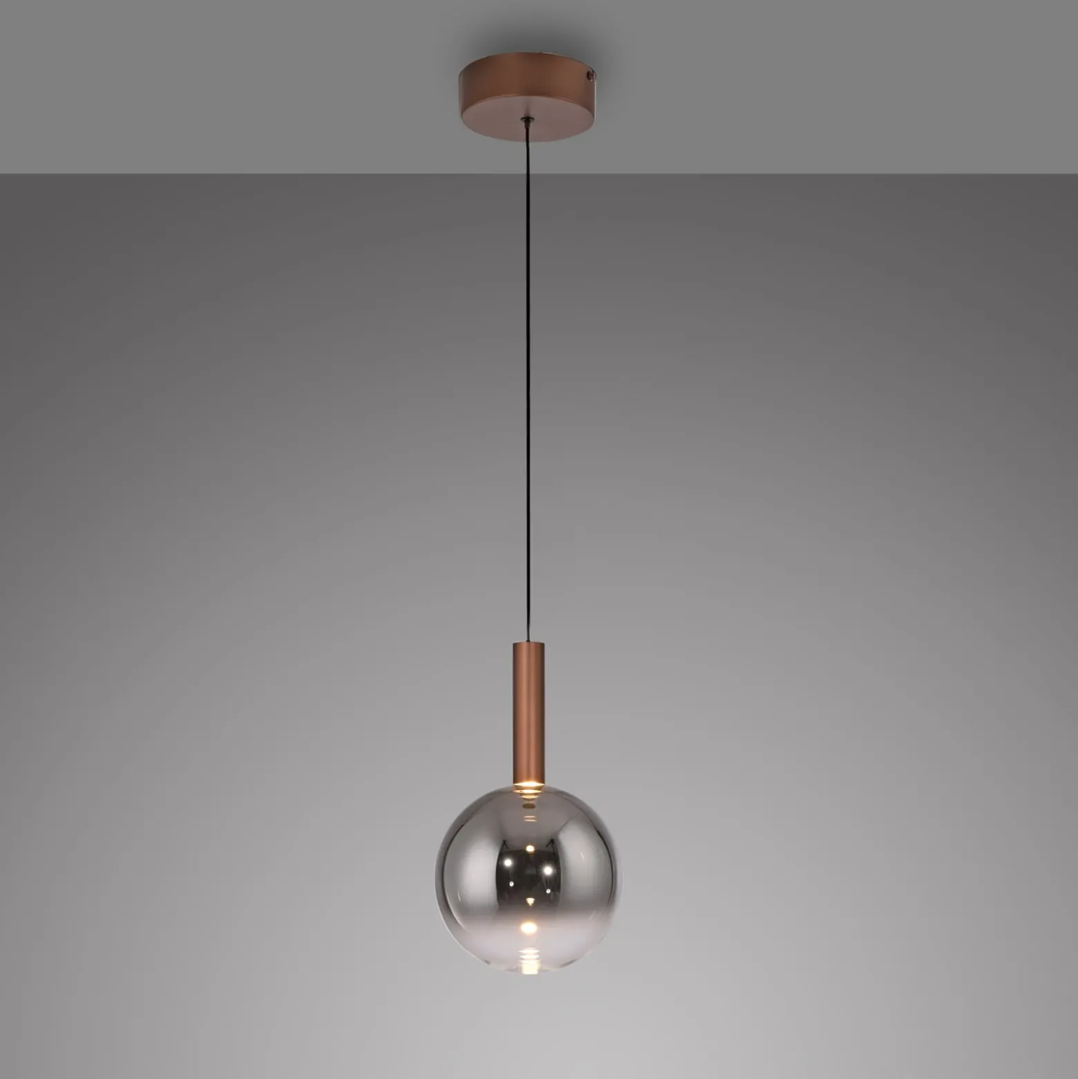 Paul Neuhaus LED-riippuvalaisin Bowl, Ø 20 cm, ruskea/harmaa