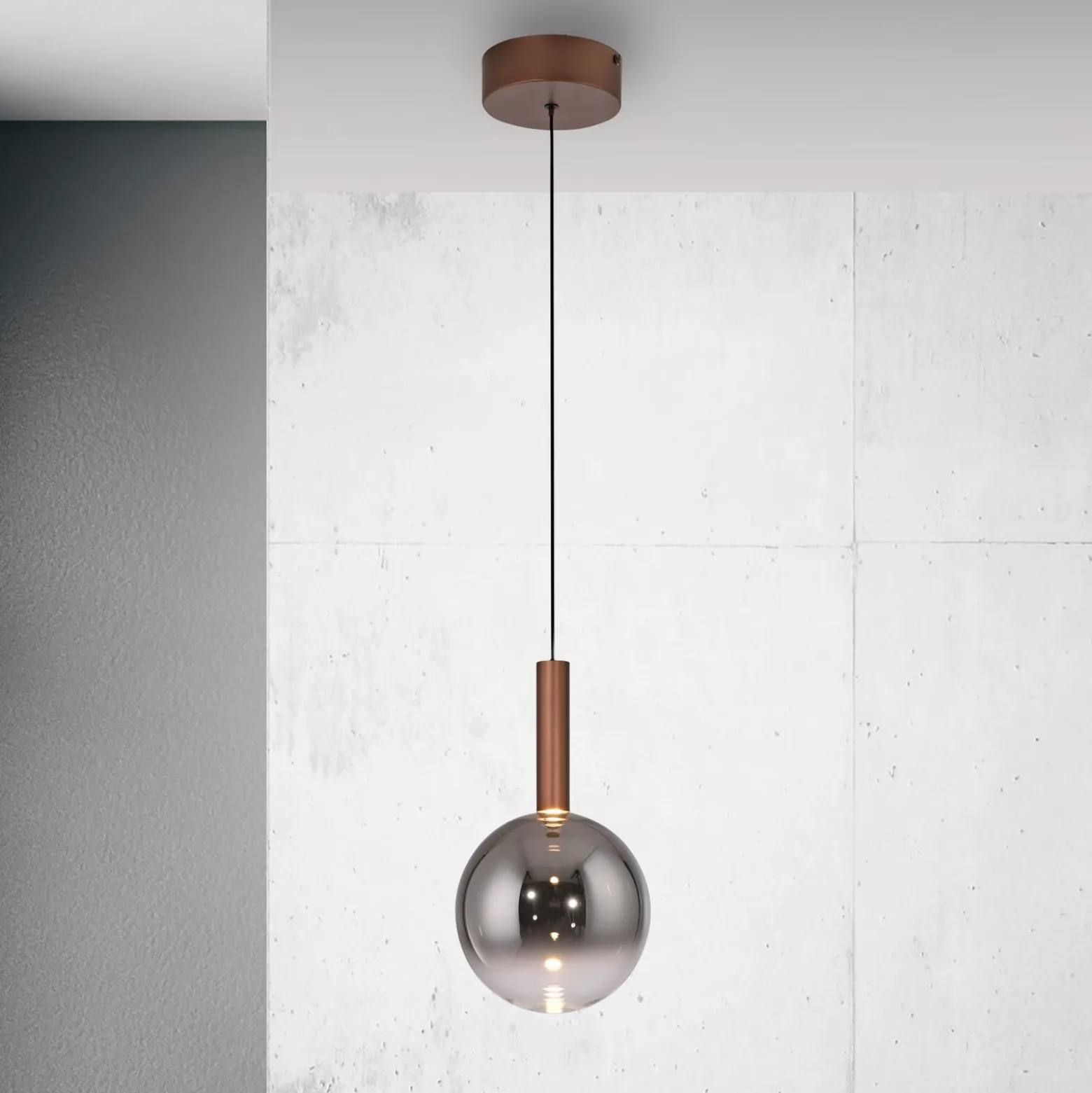 Paul Neuhaus LED-riippuvalaisin Bowl, Ø 20 cm, ruskea/harmaa
