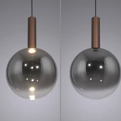 Paul Neuhaus LED-riippuvalaisin Bowl, Ø 20 cm, ruskea/harmaa