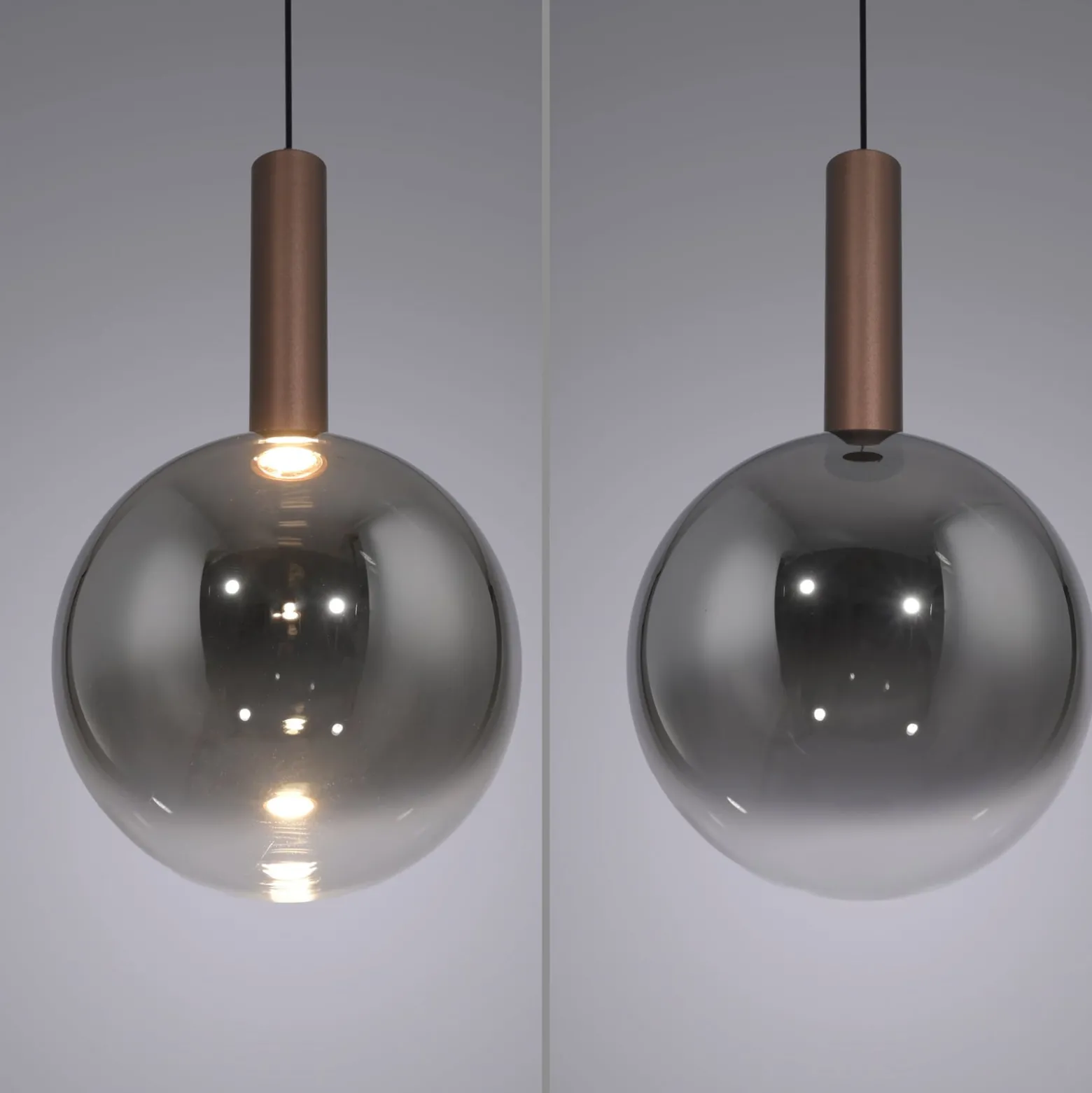 Paul Neuhaus LED-riippuvalaisin Bowl, Ø 20 cm, ruskea/harmaa