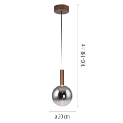 Paul Neuhaus LED-riippuvalaisin Bowl, Ø 20 cm, ruskea/harmaa