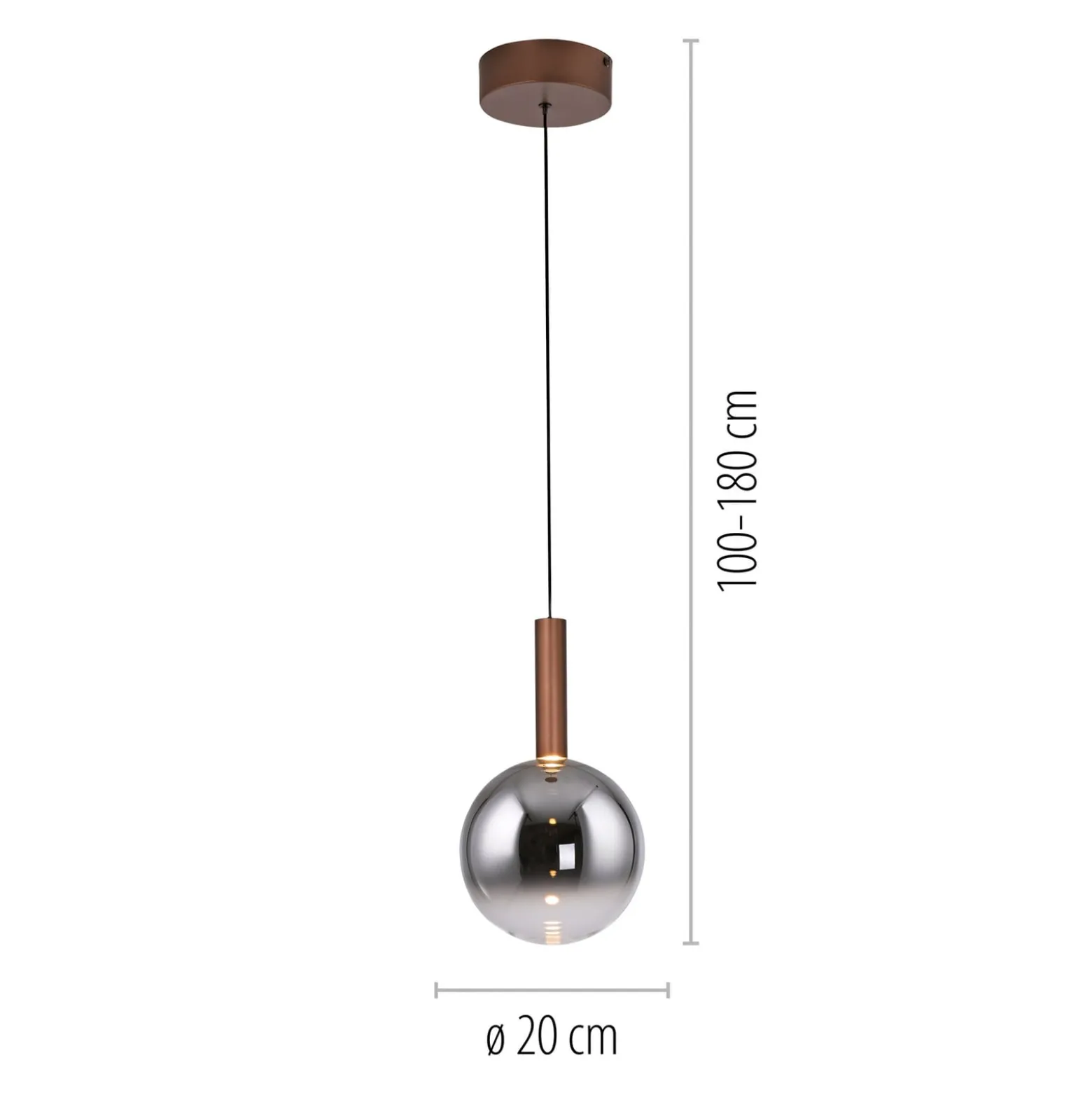 Paul Neuhaus LED-riippuvalaisin Bowl, Ø 20 cm, ruskea/harmaa