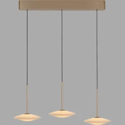 Paul Neuhaus LED-riippuvalaisin Elipsa, 3-lamppuinen, valkoinen/pronssi