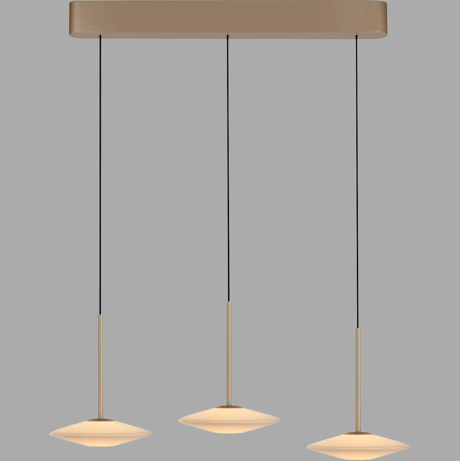 Paul Neuhaus LED-riippuvalaisin Elipsa, 3-lamppuinen, valkoinen/pronssi