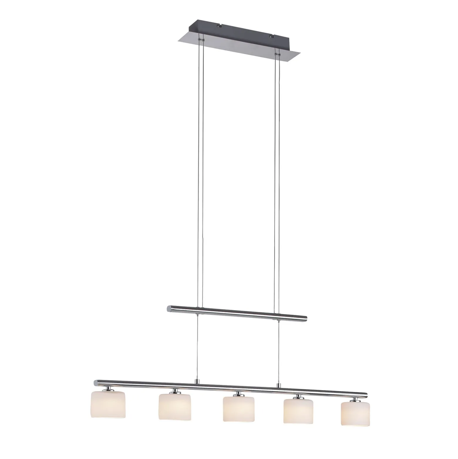 Paul Neuhaus LED-riippuvalaisin Hydra, teräksenvärinen, lasi, 80cm