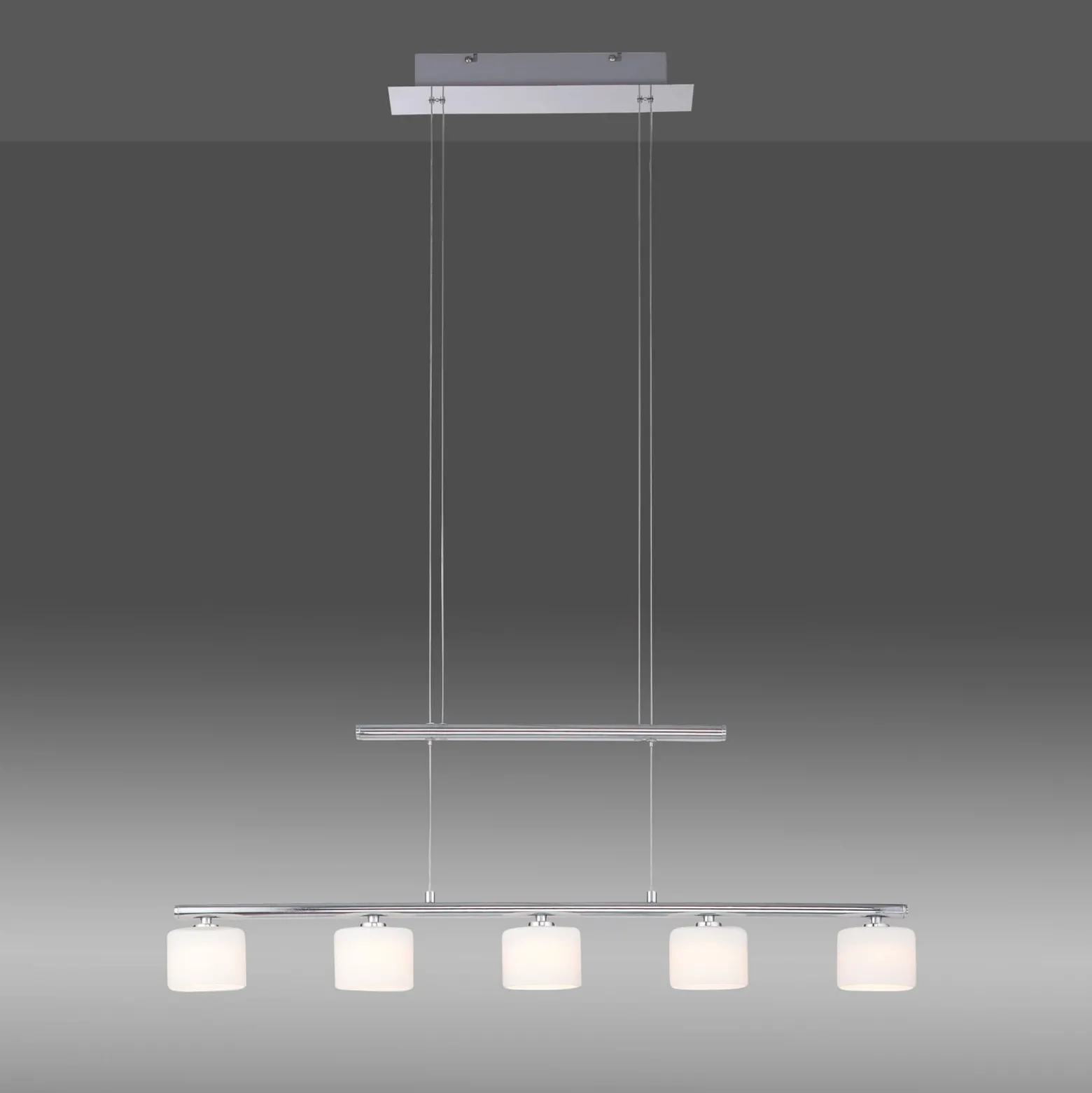 Paul Neuhaus LED-riippuvalaisin Hydra, teräksenvärinen, lasi, 80cm