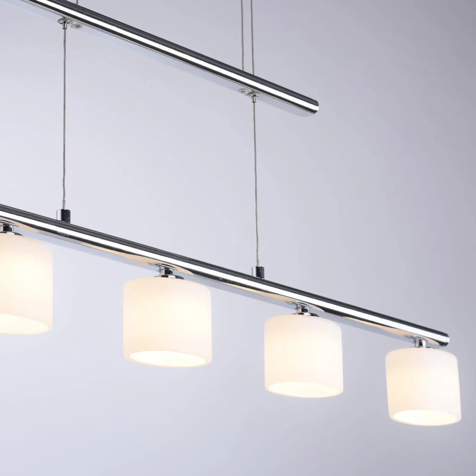 Paul Neuhaus LED-riippuvalaisin Hydra, teräksenvärinen, lasi, 80cm