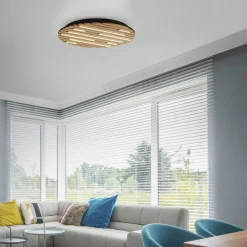 Paul Neuhaus Smart LED-kattovalaisin Q-Acoustic, puu Ø 60 cm