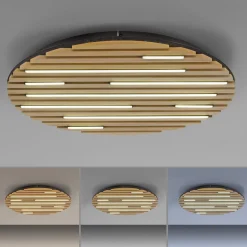 Paul Neuhaus Smart LED-kattovalaisin Q-Acoustic, puu Ø 60 cm