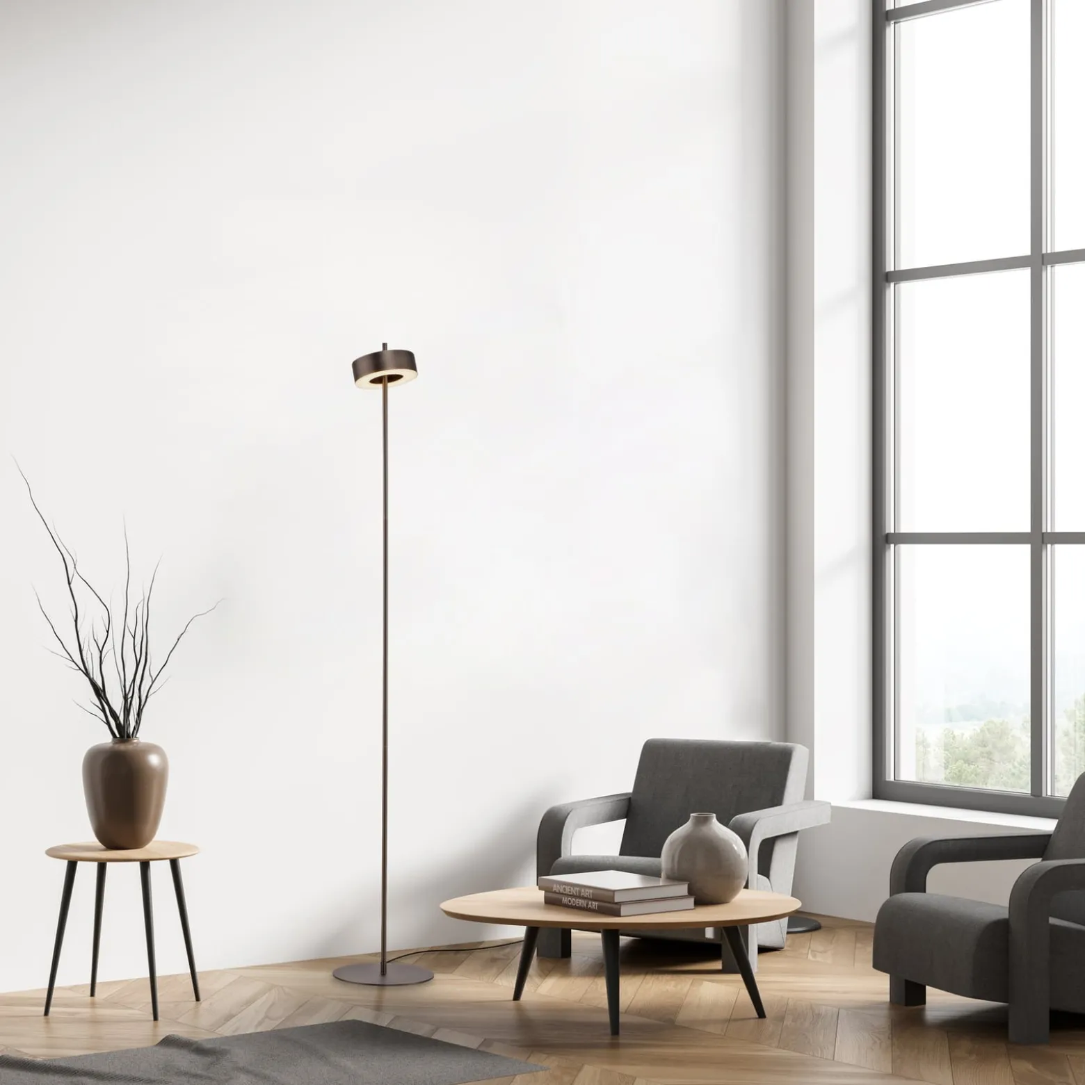 Paul Neuhaus Smart LED-lattiavalaisin Q-Rotate tummanruskea 140 cm 140 cm