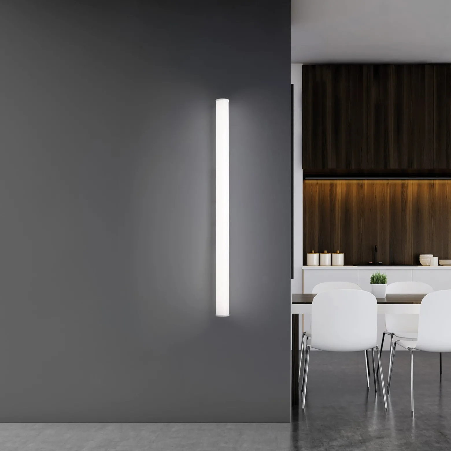 Pirgos LED-seinävalaisin, 100 cm leveä, valkoinen, muovia