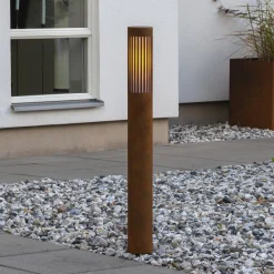 Pistoia-pylväsvalaisin, ruosteenvärinen, korkeus 95 cm, metalli, IP54