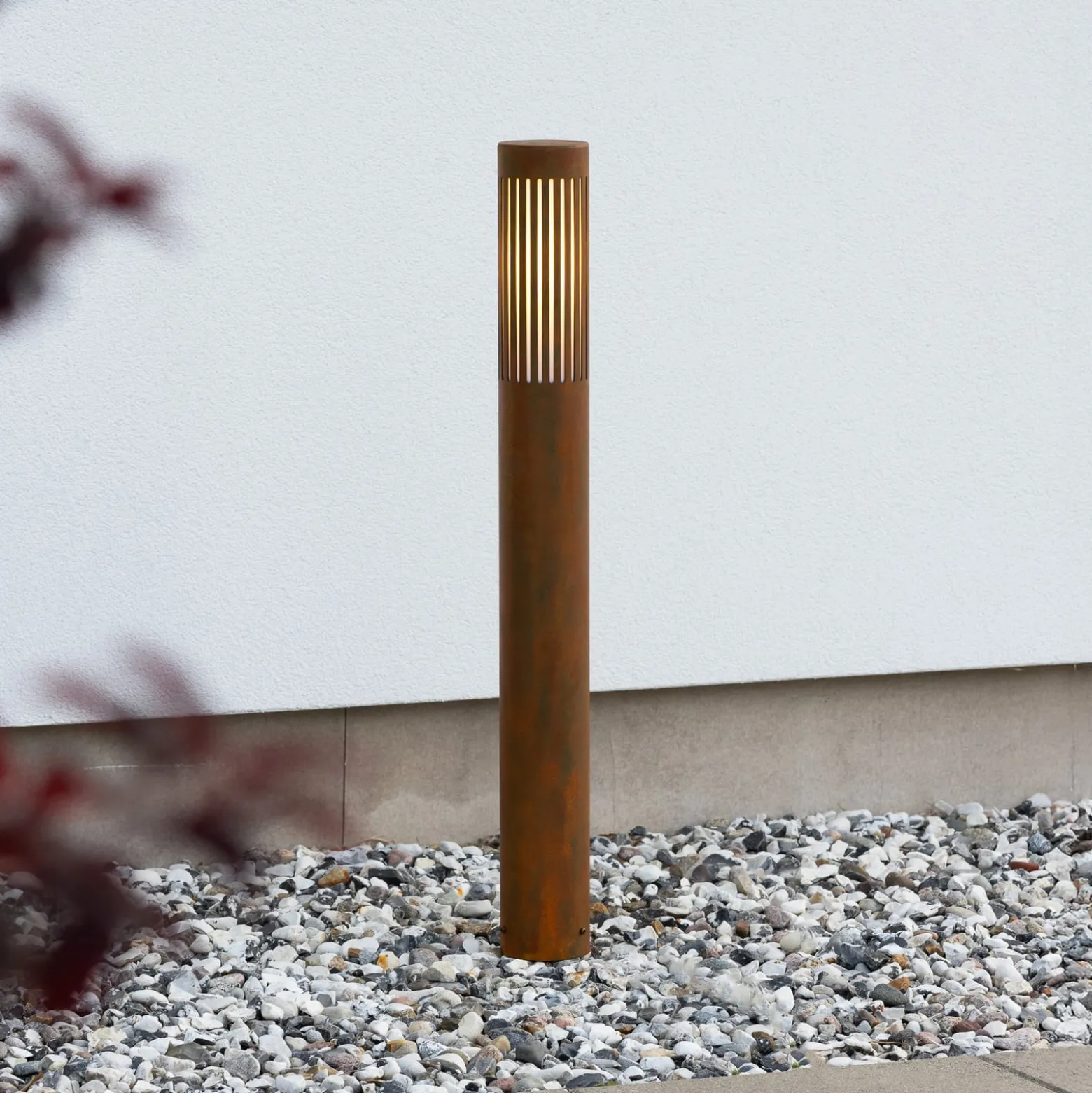 Pistoia-pylväsvalaisin, ruosteenvärinen, korkeus 95 cm, metalli, IP54