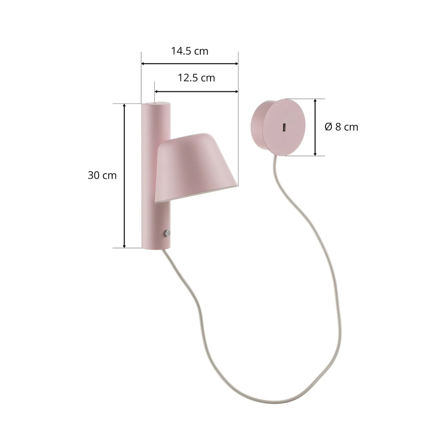 Prandina Bima W1 USB -LED-seinävalaisin, roosa