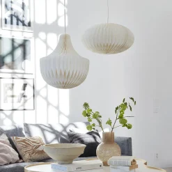 PR Home Anita-riippuvalaisin paperivarjostimella, valkoinen