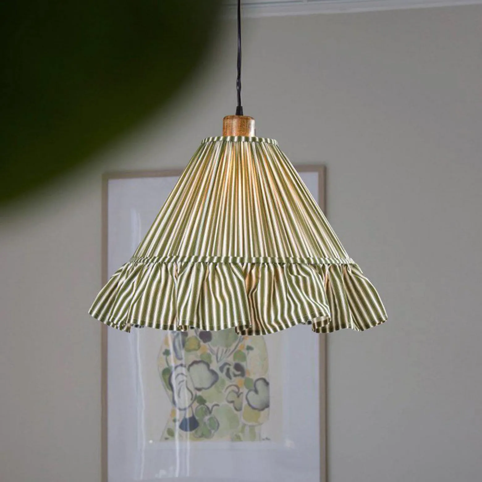 PR Home Estrid-riippuvalo, sammalvihreä, kangas, Ø 40 cm, E27