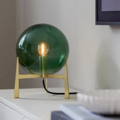 PR Home Milla -pöytälamppu, K 28 cm kulta/vihreä