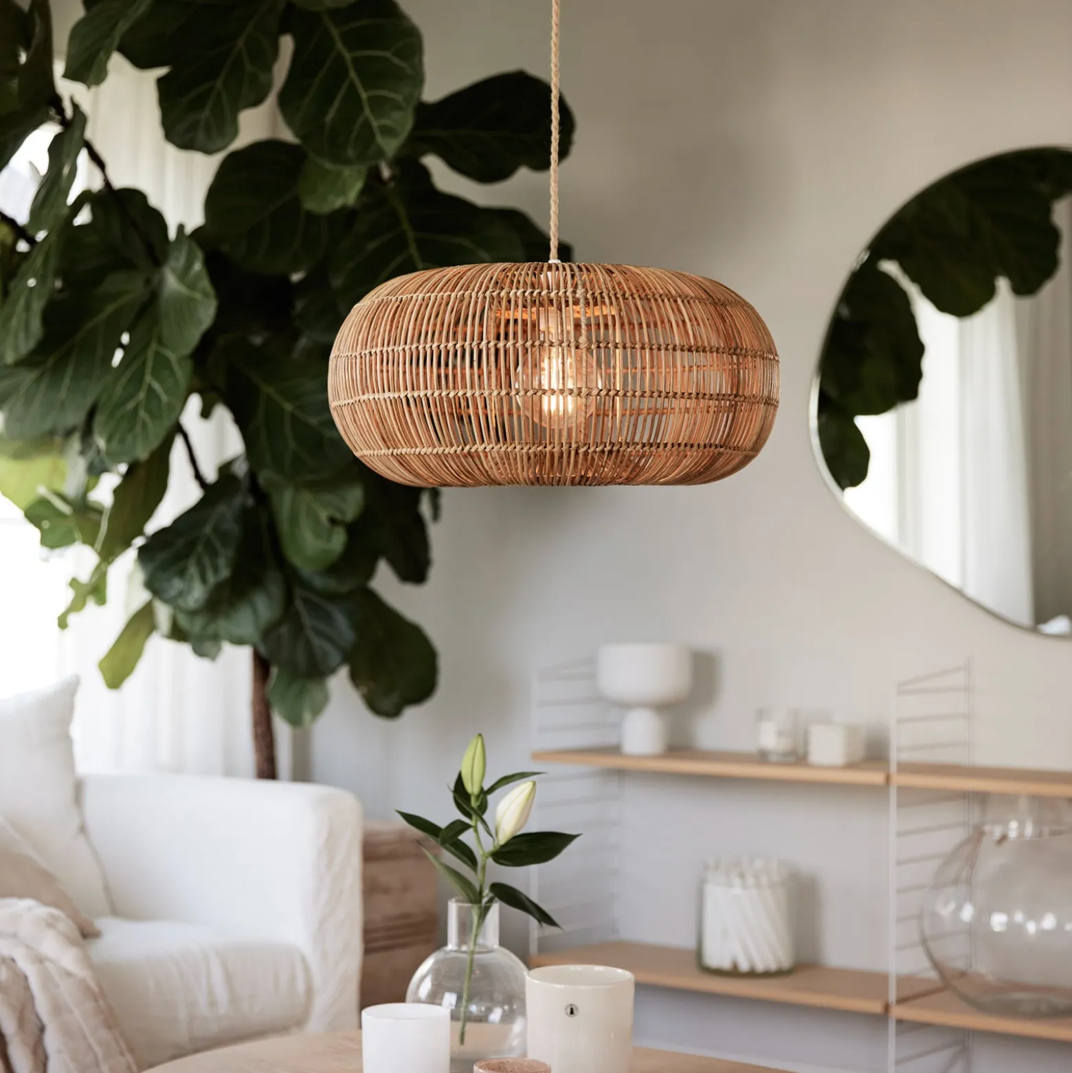 PR Home Zuri riippuvalaisin rottingista, Ø 51 cm